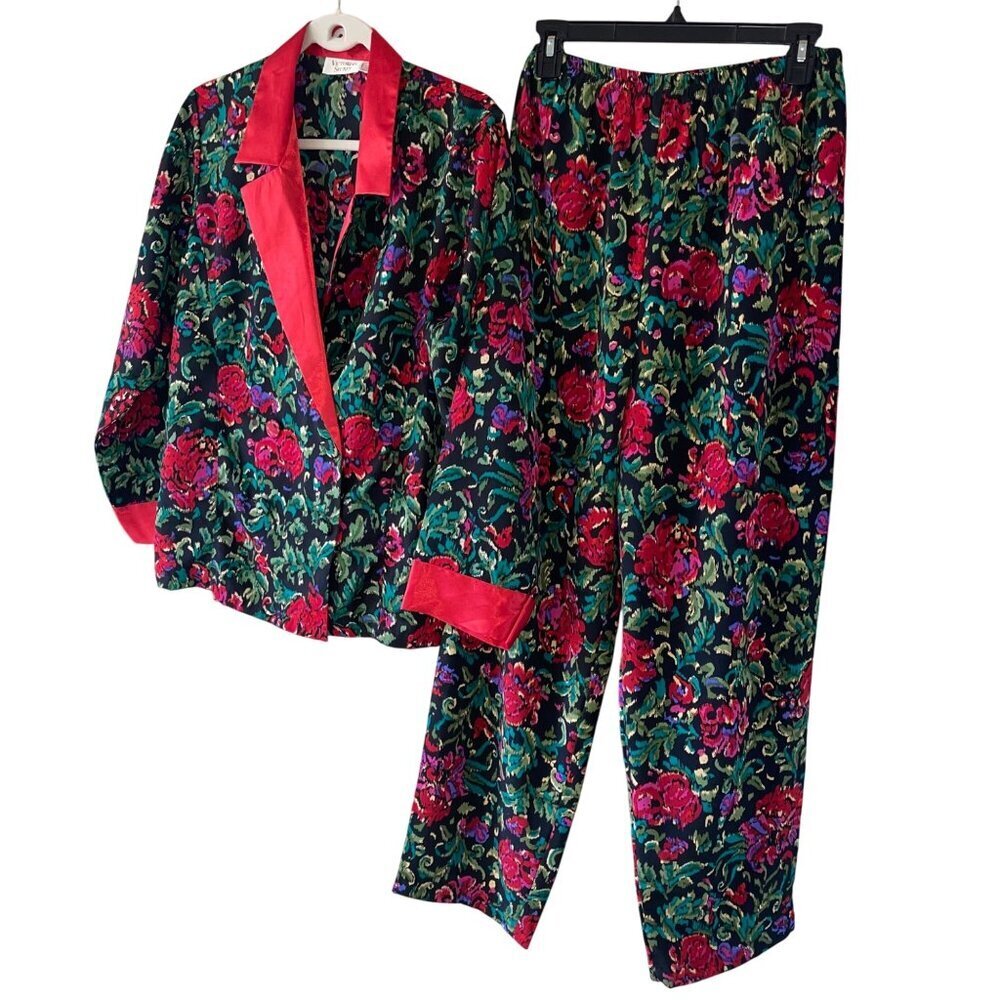 Victorias Secret Vintage 1990s Womens Pajama Set Size M Multicolor Gold Label